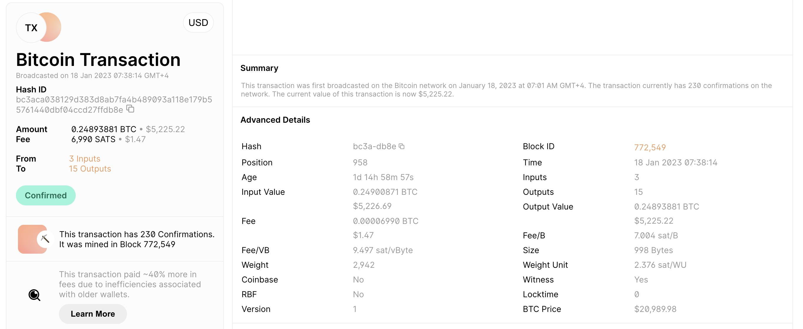 BTC transaction