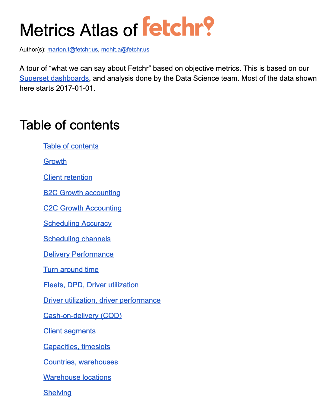 Metrics atlas