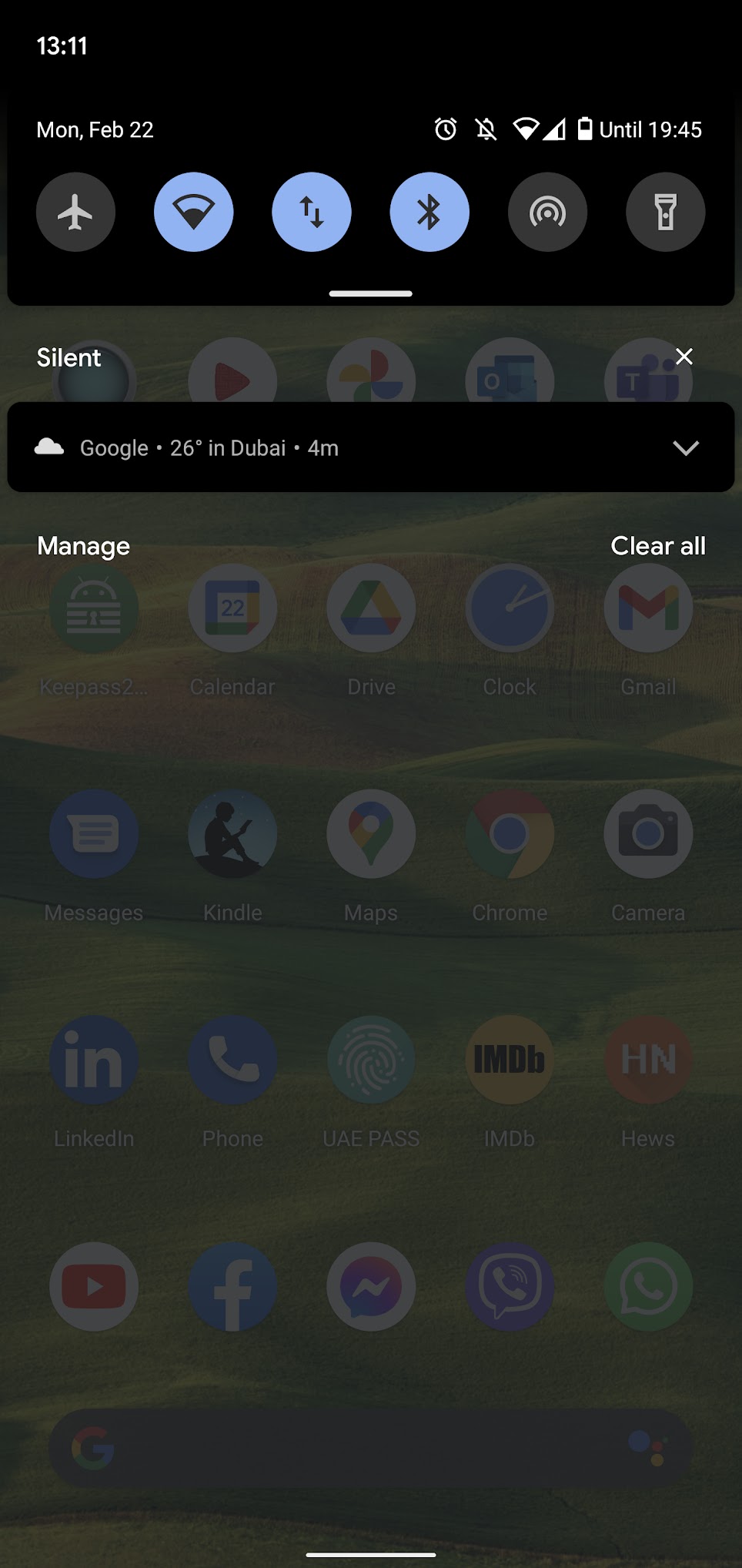 My phone's empty notification panel